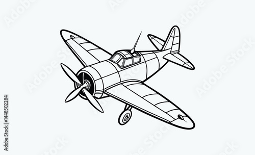 propeller plane silhouette, Silhouette of a propeller plane vector art illustration
