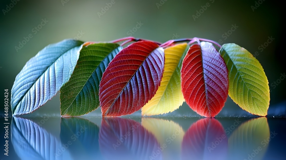 Naklejka premium Vibrant Autumn Leaves Reflection Nature Photography