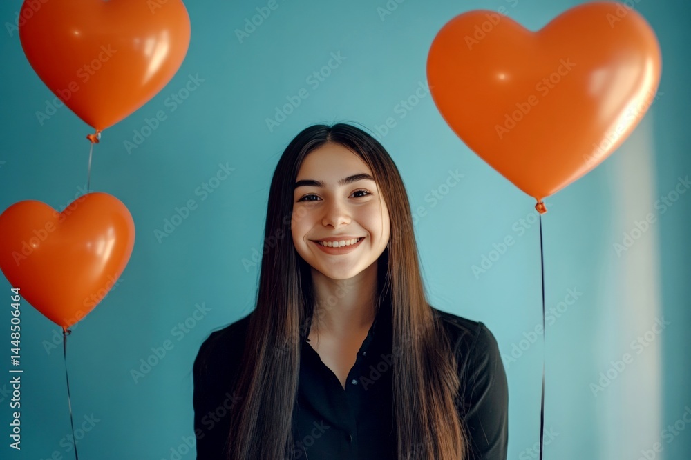 Dazzling, image of attractive loving latin adolescent girl - commercial promotion concept. Valentine's day greeting from woman or for woman. Stylish romance. Loving girl. Deep love.