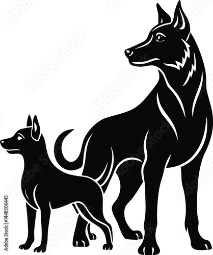 Dog Family Silhouette Adult Puppy