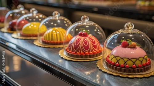 Wallpaper Mural A closeup of artisanal desserts beautifully decorated and displayed under glass domes offering a tempting treat for arena visitors. Torontodigital.ca