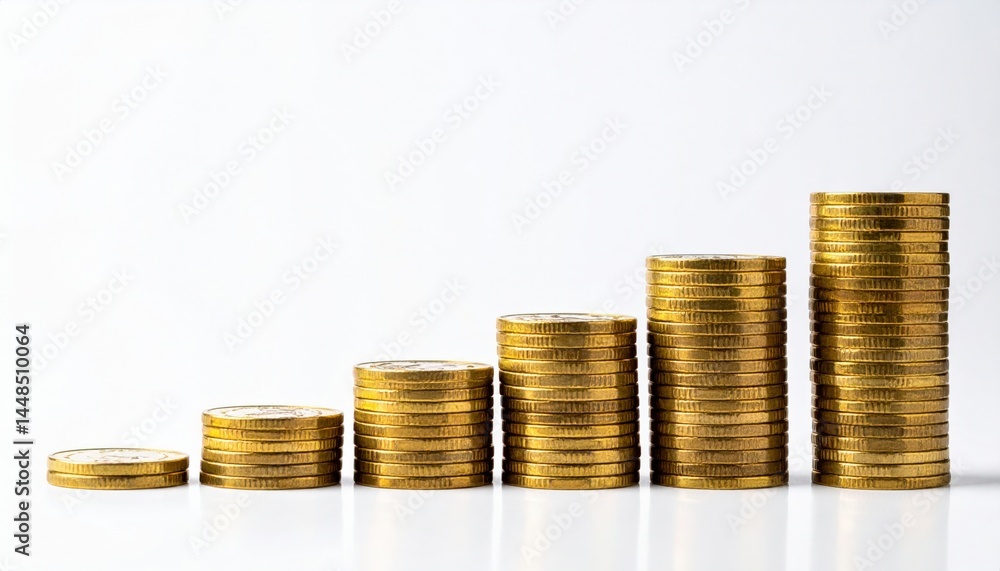 Analyzing financial growth trends with stacked gold coins office setting photograph minimalist aesthetic close-up investment strategy Analyzing financial growth trends with stacked gold coins office setting photograph minimalist aesthetic close-up investment strategy