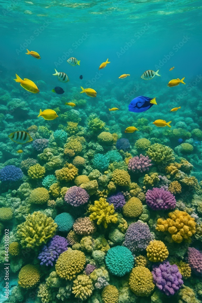 Vibrant Coral Reef Underwater Paradise with Colorful Fish