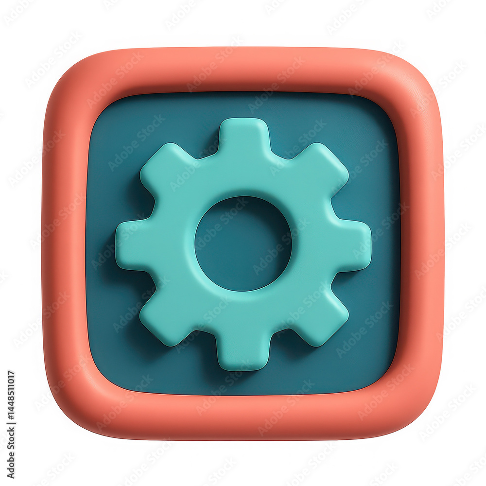 Icon design featuring a gear symbol against a colorful background Icon design featuring a gear symbol against a colorful background