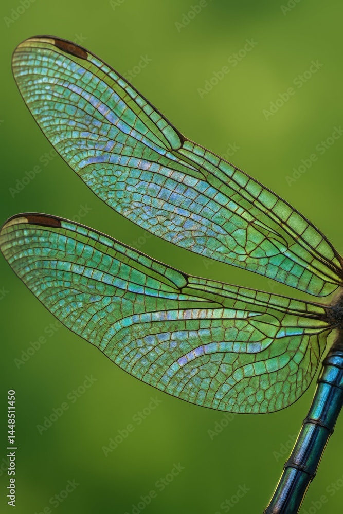 Iridescent Dragonfly Wings Close-Up Captured in Natural Setting