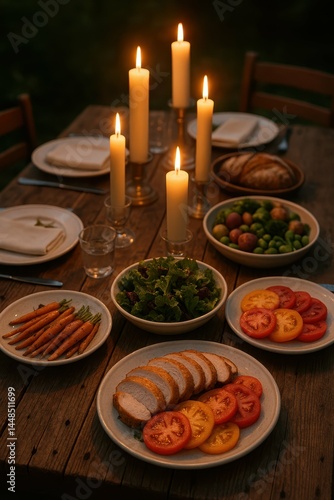 Obraz na płótnie Simple Farm to Table Dinner Setting with Fresh Seasonal Ingredients w salonie