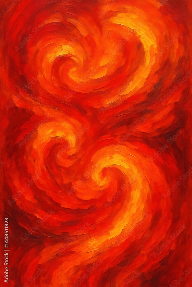 Vibrant Swirling Hues of Warm Colors in an Abstract Painting