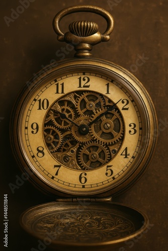 Obraz na płótnie Intricate Exposed Clockwork Mechanism of a Vintage Pocket Watch w salonie