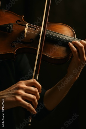 Obraz na płótnie Passionate Violin Performance Captured in Artistic Detail w salonie