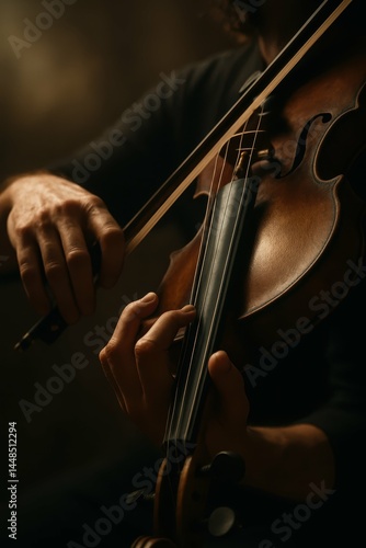 Obraz na płótnie Passionate Violin Performance in Intimate Setting with Soft Light w salonie