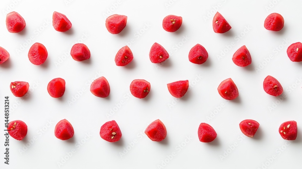Red Guava Pattern: A Vibrant Display of Sliced Guava Fruit on White Background Red Guava Pattern: A Vibrant Display of Sliced Guava Fruit on White Background