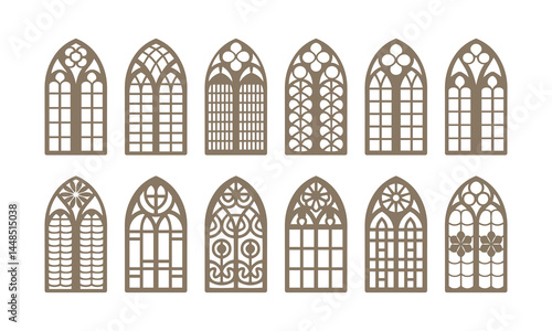 Arch windows collection. Vector illustration. 