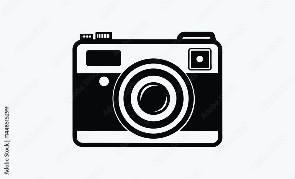 Camera silhouette, Camera silhouette vector art illustration, black camera outline, retro camera shape, flat design illustration Camera silhouette, Camera silhouette vector art illustration, black camera outline, retro camera shape, flat design illustration