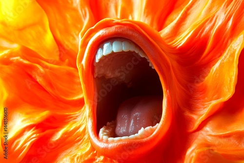 Sleep disorder. Metaphorical losing voice emotions of fear and despair. Horror fantasy. Losing voice - nightmares, bad dreams: abstract image of well-being. Uneasy sleep. Stress nightmare.