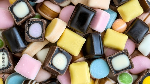 Assorted Colorful Licorice Candy Cubes and Rounds