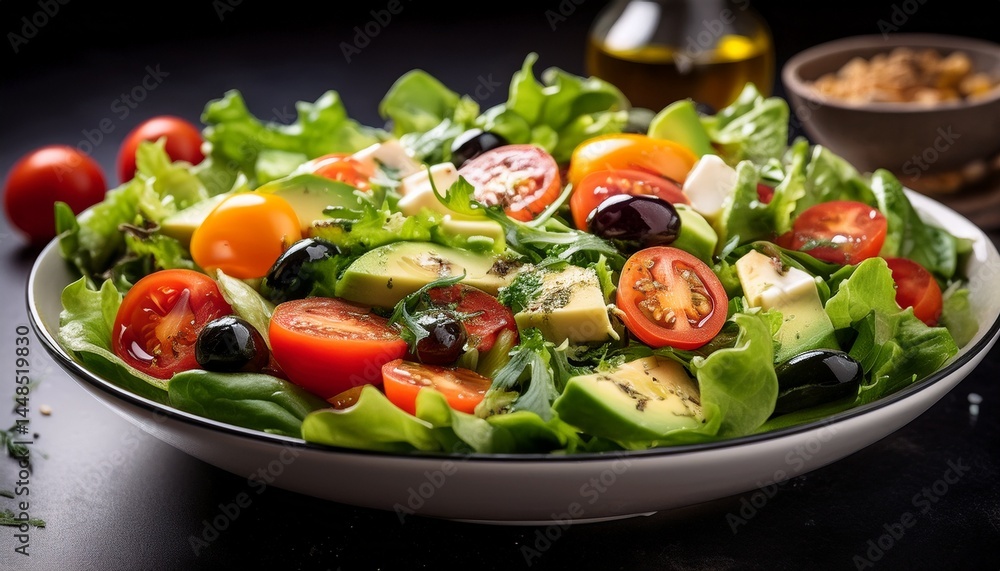 Ensalada fresca de lechuga tomate y cebolla con pepino. Lechuga mojada recién lavada. Ensalada fresca de lechuga tomate y cebolla con pepino. Lechuga mojada recién lavada.