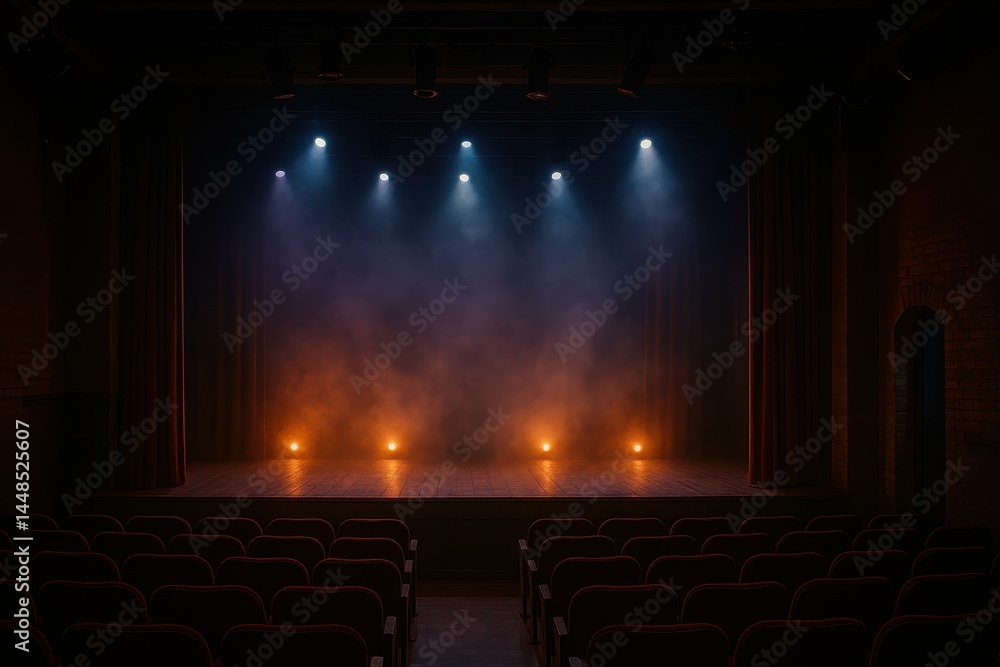 Dusk Ambiance on the Theater Stage with Dramatic Lighting Effects