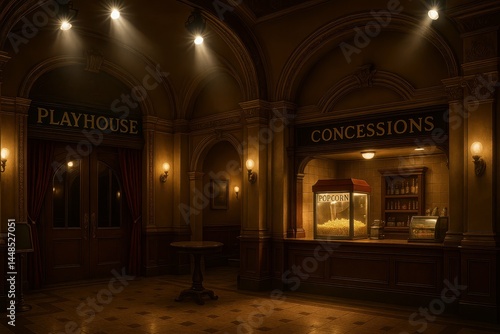 Obraz na płótnie Historic Playhouse Interior at Night with Concessions Stand w salonie