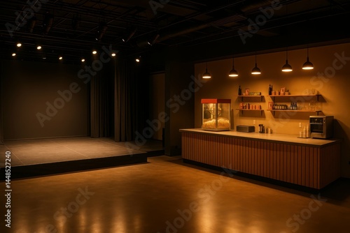 Obraz na płótnie Modern Stage with Concessions Stand in a Simple Setting w salonie