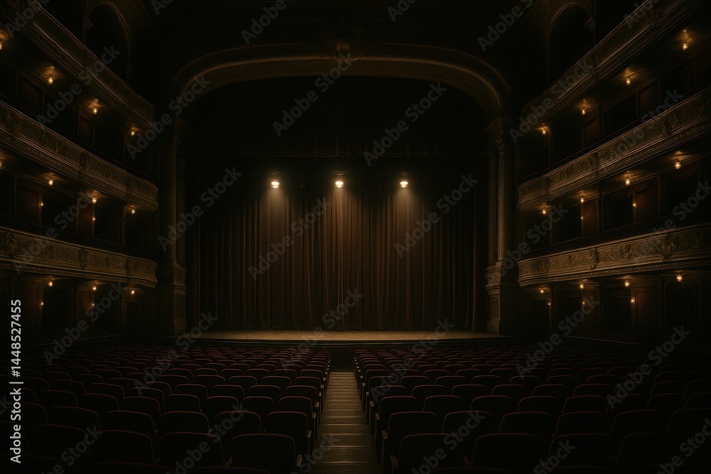 Dimmed Stage in Elegant Palace Auditorium with Soft Lighting