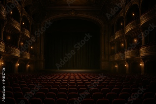 Obraz na płótnie Dimmed Lights in Grand Palace Auditorium Ready for Performance w salonie