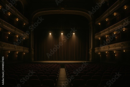 Obraz na płótnie Dimmed Stage in Elegant Palace Auditorium with Soft Lighting w salonie