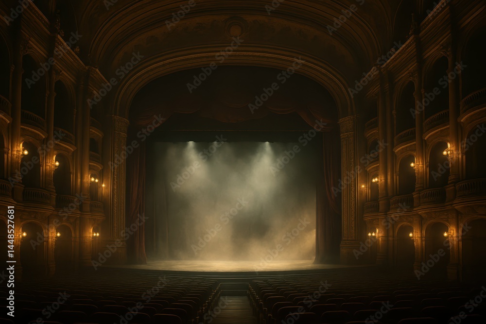 Grand Cinematic Palace Stage with Spectacular Lighting and Atmosphere