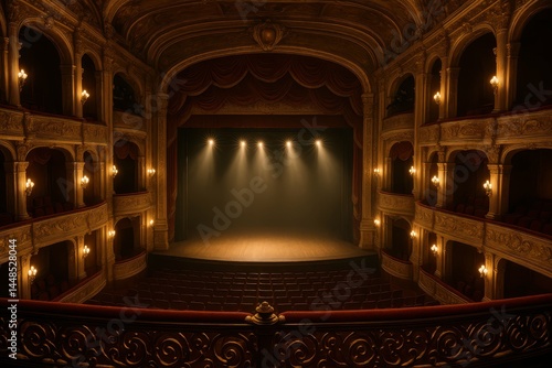 Obraz na płótnie Grand Opulent Theatre Interior with Elegant Balcony Views w salonie