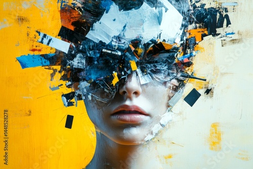 Obraz na płótnie Metaphorical endless falling feelings of fear and despair. Endless falling - nightmares, bad dreams: abstract image of well-being. Ghostly nightmares. Night panic. Fear in sleep. Mental ang. w salonie