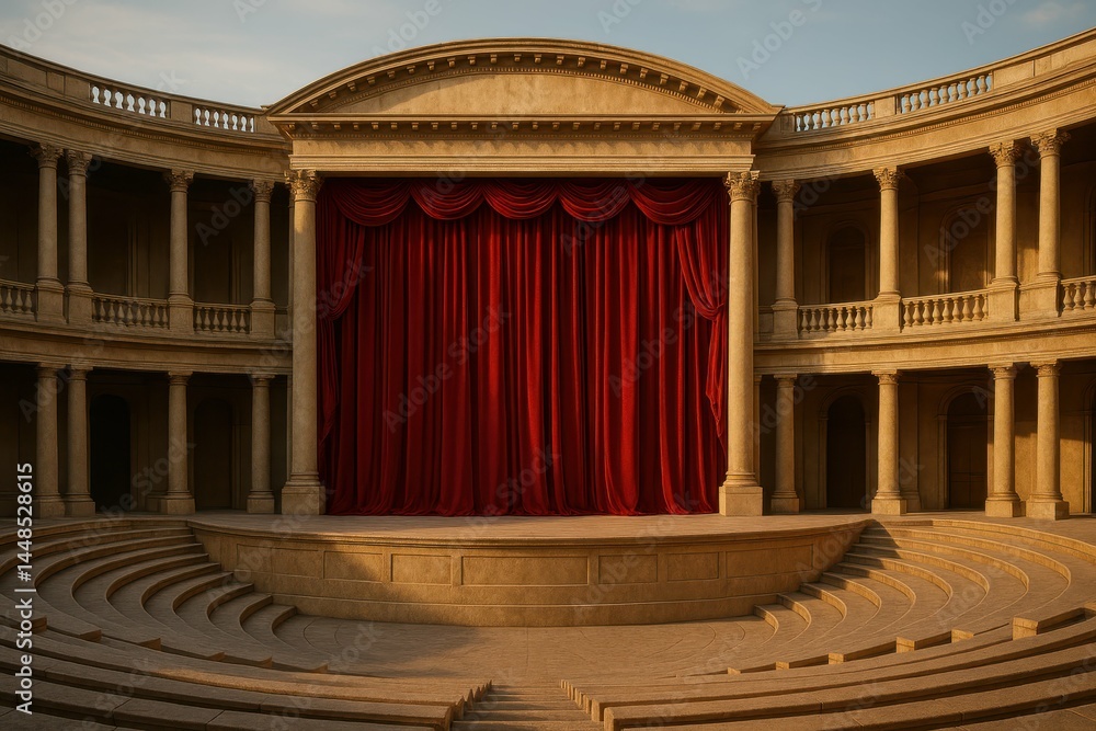 Elegant Open Air Theater with Grand Red Curtain at Finale Performance