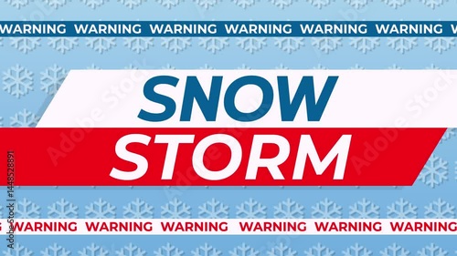 Snow storm. Weather warning. Animated video.