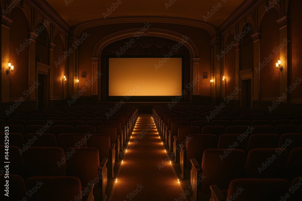 Historic Theater Interior with Warm Ambiance and Simple Design