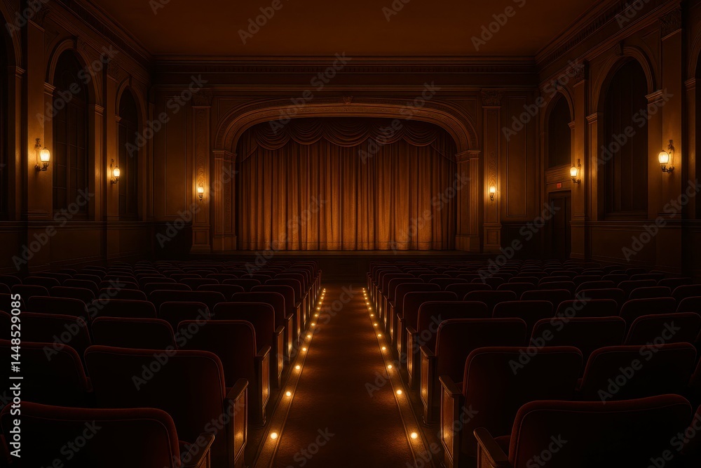 Historic Theater Interior with Ambiance of Warm Lights and Simplicity