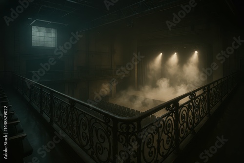 Obraz na płótnie Atmospheric Theater Interior with Fog and Balcony Viewpoint w salonie
