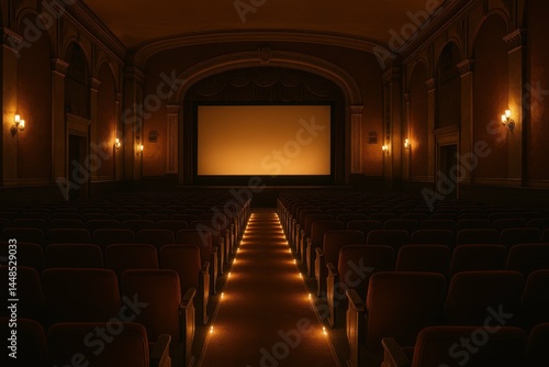 Obraz na płótnie Historic Theater Interior with Warm Ambiance and Simple Design w salonie