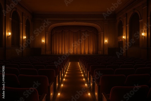 Obraz na płótnie Historic Theater Interior with Ambiance of Warm Lights and Simplicity w salonie