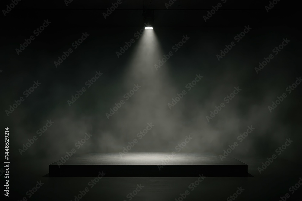 Minimalist Stage with Spotlight in Dark Atmosphere for Performances