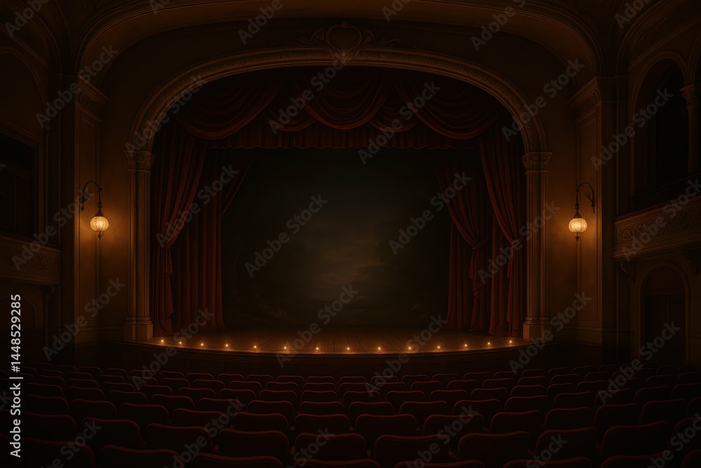 Elegant Romantic Theater Stage Ready for Children's Performance