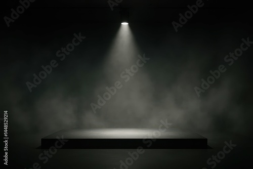 Obraz na płótnie Minimalist Stage with Spotlight in Dark Atmosphere for Performances w salonie