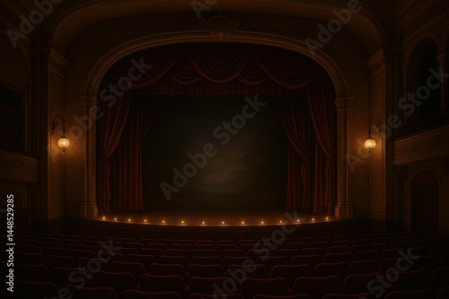 Obraz na płótnie Elegant Romantic Theater Stage Ready for Children's Performance w salonie