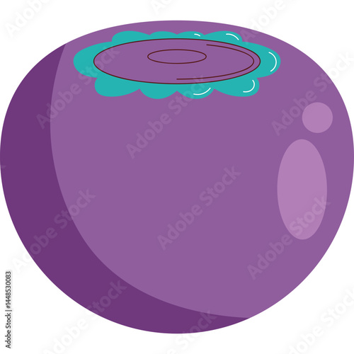 Flat Style Icon of a Fresh Mangosteen Fruit