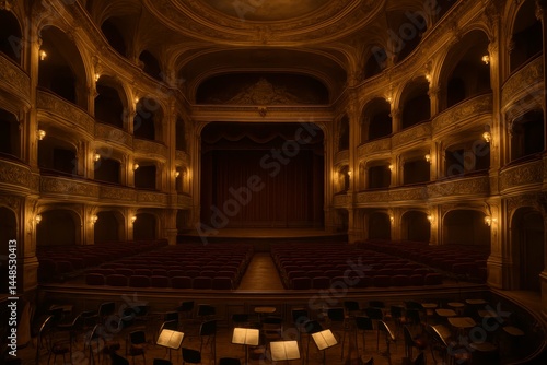 Elegant Ornate Amphitheater Interior with Soft Lighting Atmosphere