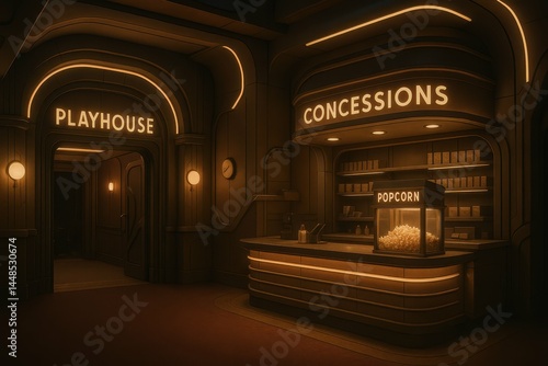 Obraz na płótnie Nostalgic Playhouse Concession Stand with Futuristic Design Elements w salonie
