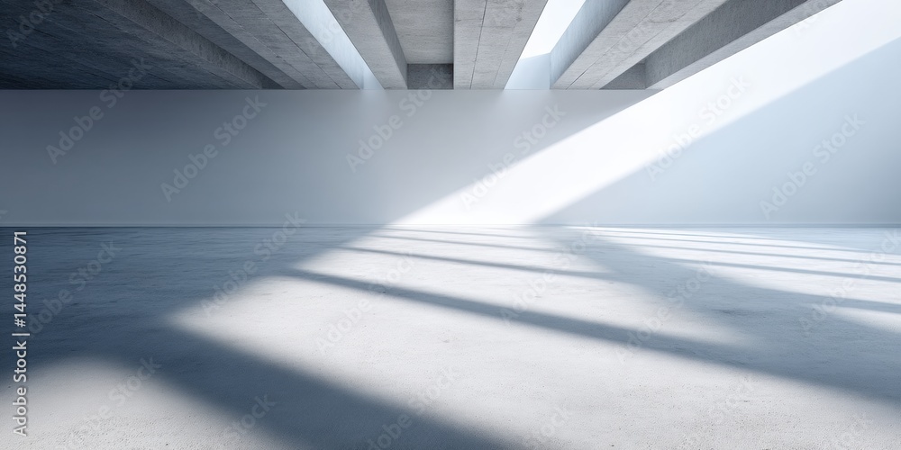 Obraz premium Minimalist Corporate Reset Architectural Light Study in Brutalist Gray - Digital Transformation Workspace Visualization for Next-Gen Business Strategy