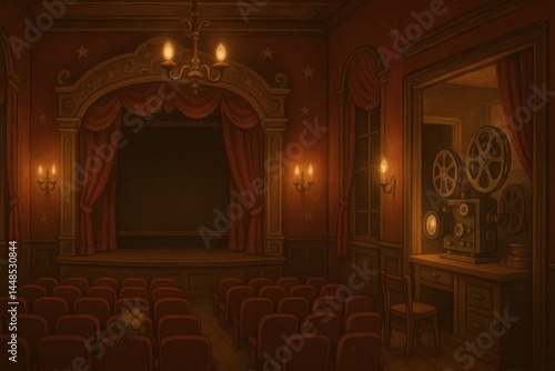 Vintage Theater Interior with Romantic Atmosphere and Simple Decor