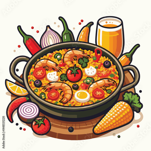rice, paella, dish, meal, spanish, cuisine, food, seafood, pan, dinner, traditional, shrimp, mediterranean, spain, cooking, prawn, vegetable, cooked, background, plate, mussel, gourmet, shellfish, res
