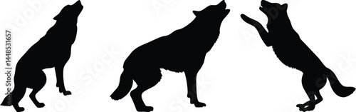 Majestic Wolf Silhouettes Howling Pack Animal Wildlife Nature