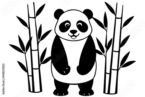 Panda standing silhouette design on a white background for wildlife projects, panda, standing, hind legs, animal, silhouette, vector, illustration, wild, wildlife, bear, asian, black, zoo, china