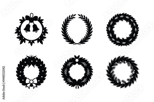 Christmas wreath silhouette vector  Bundle 