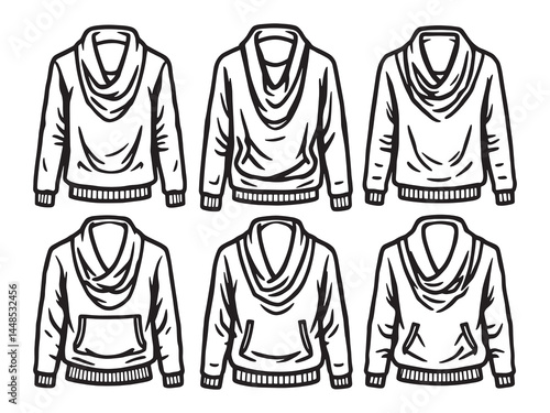 Cowl Neck line art icon modern minimalistic sketch artwork